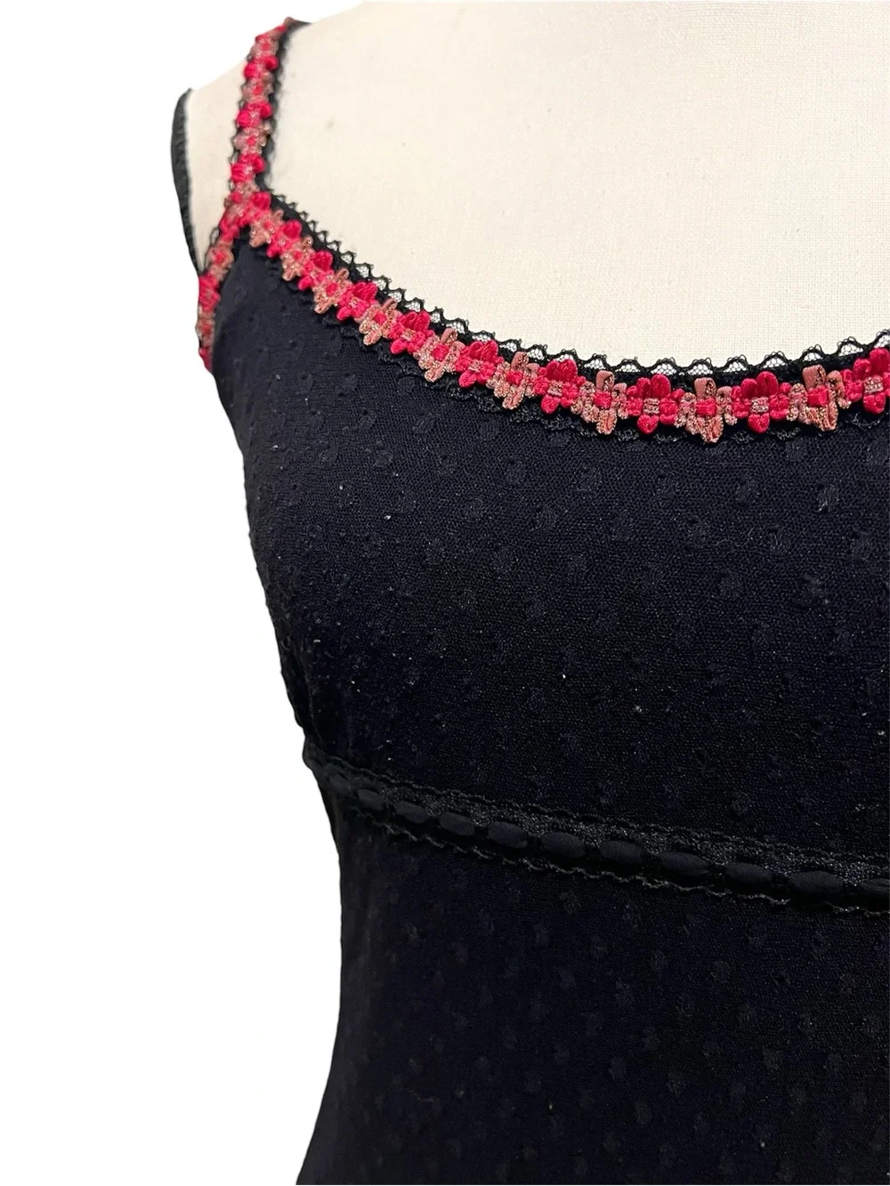 🚫SOLD🚫 Vintage Betsey Johnson New York Sheer Swiss Dot Mesh Floral Slip Dress - Picture 6 of 13